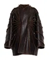Rick Owens Panelled-design Leather Coat In Black