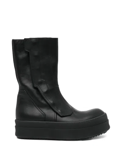 Rick Owens Panelled Leather Boots In Black