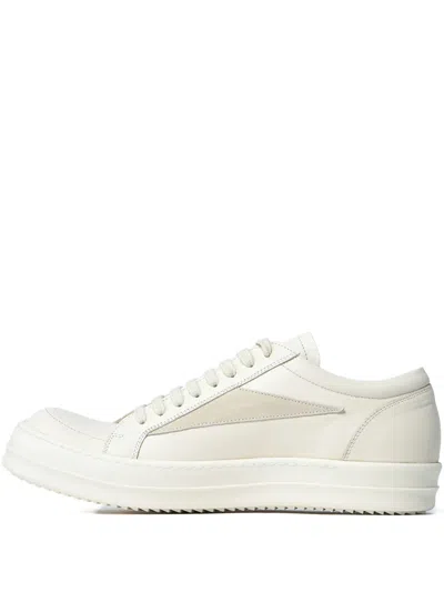 Rick Owens Panelled Leather Sneakers In White