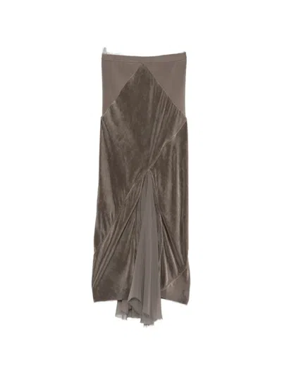 Rick Owens Panelled Midi Skirt In Gray