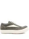 Rick Owens Vintage Leather-trimmed Brushed-wool Sneakers In Green