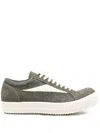 Rick Owens Vintage Leather-trimmed Brushed-wool Sneakers In Green
