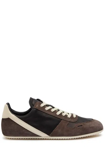 Rick Owens Panelled Suede And Leather Sneakers In Black