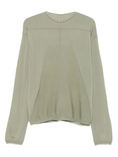 Rick Owens Panelled Wool Sweater In Green