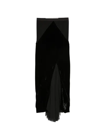 Rick Owens Panelled-design Midi Skirt In Black
