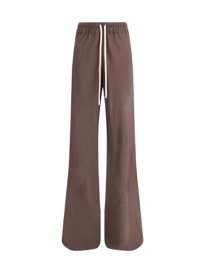 Rick Owens High Waist Wide Leg Trousers In Brown
