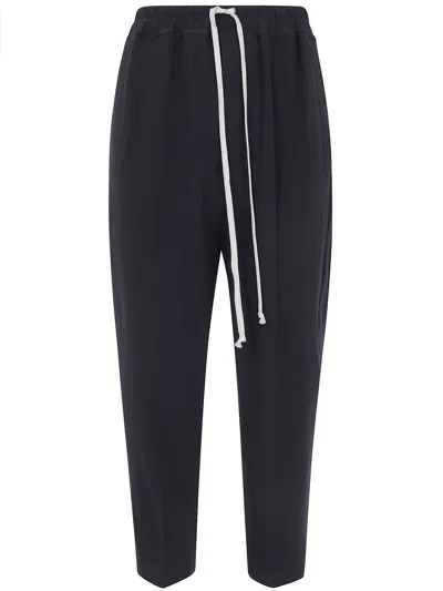 Rick Owens Drawstring Astaires Cropped Trousers In Black