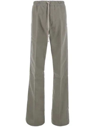 Rick Owens Dietrich Straight-leg Cotton-twill Drawstring Trousers In Gray