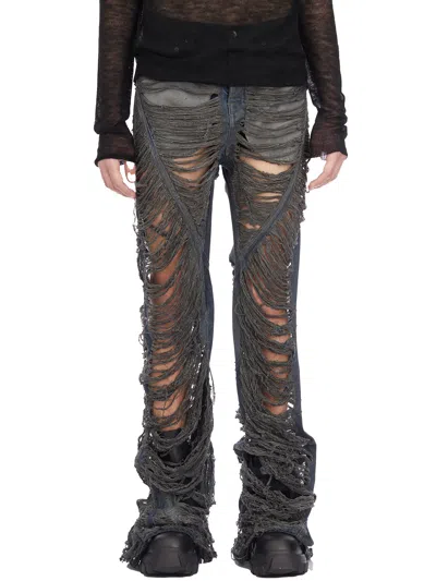 Rick Owens Pantaloni In Denim Bias Bootcut In Navy