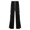 Rick Owens Wide-leg Trousers With High Waist And Utility Pockets In Black