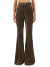 Rick Owens Flared Trousers With Pockets And Loops In Brown