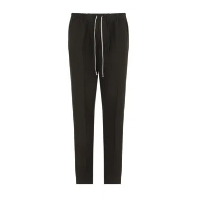 Rick Owens Trendy Cotton Trousers With Elastic Waistband And Utility Pockets In Green