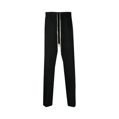 Pre-owned Rick Owens Paper Finish Wool Drawstring Slim Long Pants 'black'