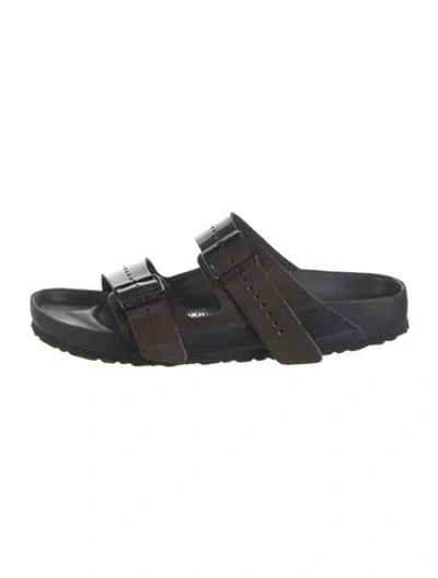 Pre-owned Rick Owens Patent Leather Slides W/ Tags In Black
