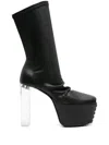 Rick Owens Minimal Gril Stretch High Heels Ankle Boots In Black Leather In Black