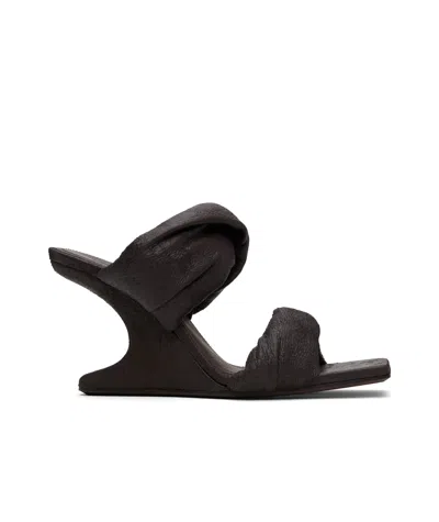 RICK OWENS PEEP-TOE, PATENT-LEATHER BOOTIES