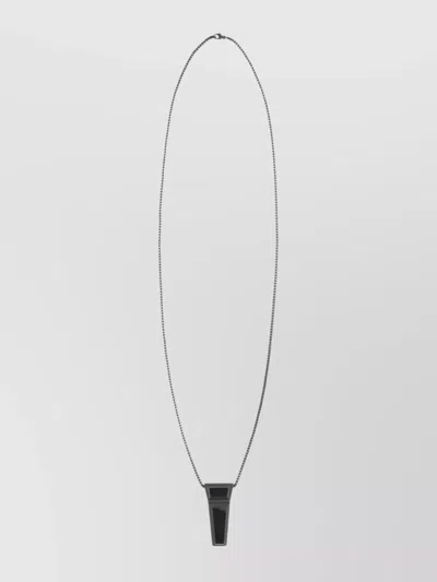 Rick Owens Pendant Necklace With Geometric Chain Design In Black