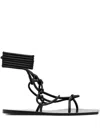 Rick Owens Penta Knotted Leather Sandals In Black
