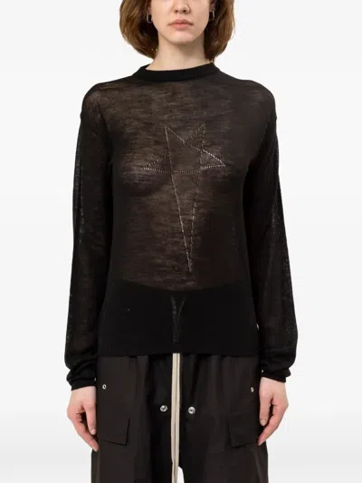 Rick Owens Penta Sheer Sweater In Black