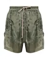 Rick Owens Pentaboxers Side-slit Shorts In Green