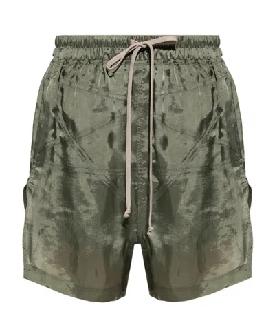 Rick Owens Pentaboxers Side-slit Shorts In Green