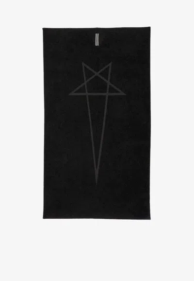 Rick Owens Pentagram Beach Towel In Black