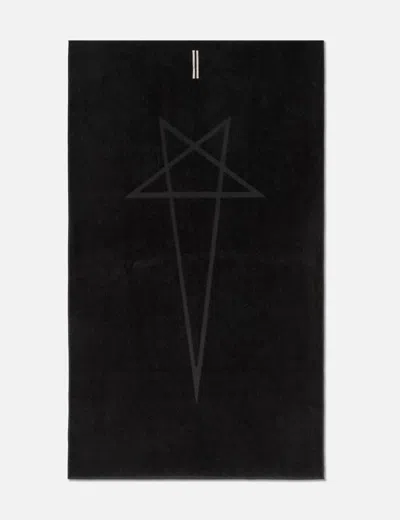 Rick Owens Pentagram Beach Towel In Black