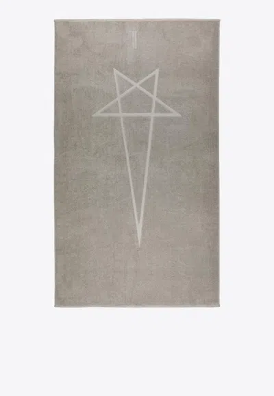 Rick Owens Pentagram Beach Towel In Gray