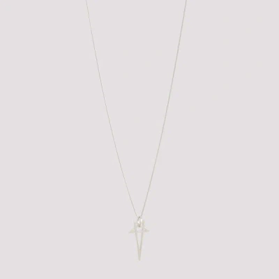 Rick Owens Pentagram Brass Necklace Unica In Silver