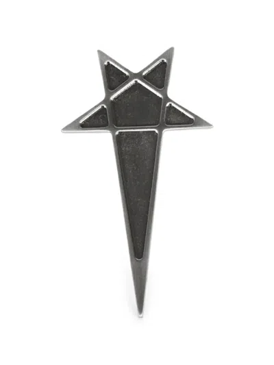 Rick Owens Pentagram Brooch In Gray