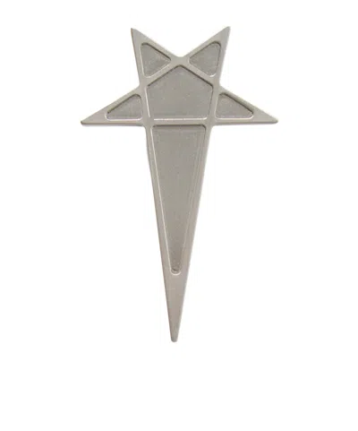 Rick Owens Pentagram Brooch In Gray