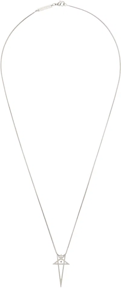Rick Owens Pentagram Charm Necklace In Gray