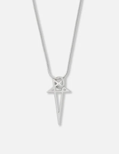 Rick Owens Pentagram Charm Necklace In Silver