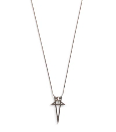 Rick Owens Pentagram Charm Necklace In Neutral