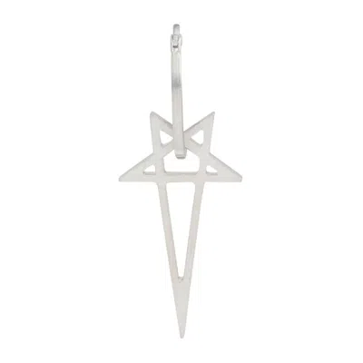 Rick Owens Palladium Pentagram Brass Earrings In Silver