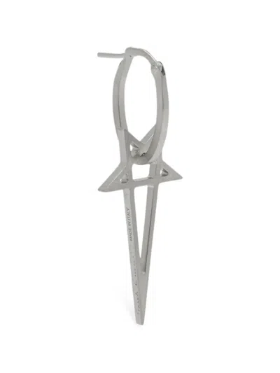 Rick Owens Pentagram Earrings In Silver