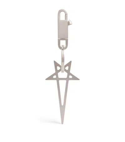 Rick Owens Pentagram Keyring In Nude