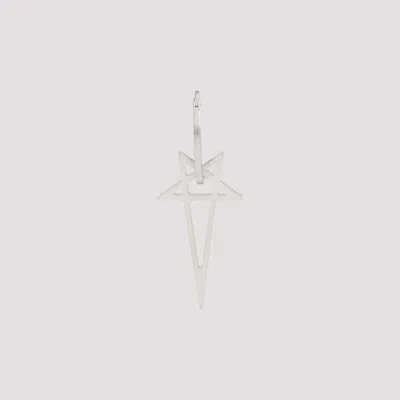 Rick Owens Pentagram Mini Brass Earrings In Silver
