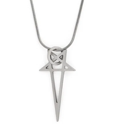 Rick Owens Pentagram Necklace In Silver