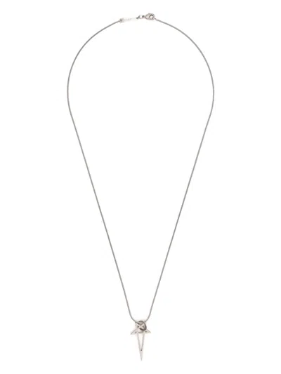 Rick Owens Pentagram Necklace In Silver
