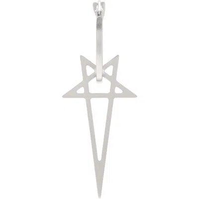 Rick Owens Pentagram Single Earring In Silver