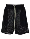Rick Owens Perforated Cotton Bermuda Shorts In Black