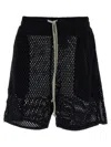Rick Owens Perforated Cotton Bermuda Shorts In Black