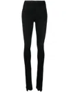Rick Owens Perforated-detail Mid-rise Leggings In 黑色