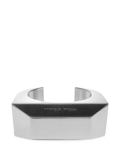 Rick Owens Performa Engraved-logo Bracelet In Silver