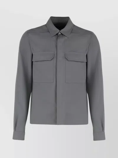 Rick Owens Performance Fabric Overshirt With Pockets In Grey