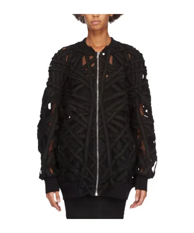 Rick Owens Peter Cut-out Detailed Flight Jacket In Black