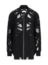 Rick Owens Cropped Jacket In Denim And Tulle Jackets Black In Black