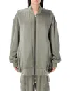 Rick Owens Oversized Peter Bomber Jacket With Smooth Finish In Celadon