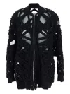 Rick Owens Cropped Jacket In Denim And Tulle Jackets Black In Black